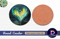 Abstract heart artwork round coaster png Product Image 1