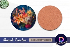 Floral arrangement on Round Coaster PNG Product Image 1
