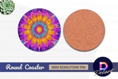 Colorful abstract floral mandala round coaster png Product Image 1