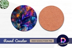 Colorful tropical leaves pattern round coaster png Product Image 1