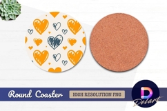 Hand drawn hearts seamless pattern Round Coaster PNG Product Image 1