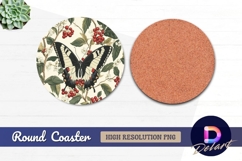 Butterfly botanical illustration for round coaster png Product Image 1