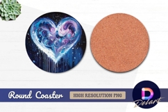 Galaxy heart painted love Round Coaster PNG Product Image 1