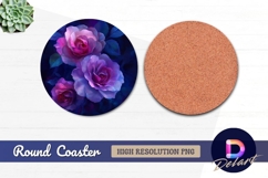 Purple roses painting Round Coaster PNG Product Image 1
