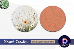 Elegant floral painting Round Coaster PNG Product Image 1