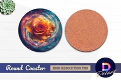 Orange rose nebula space Round Coaster PNG Product Image 1