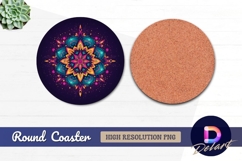Colorful ornate mandala art Round Coaster PNG Product Image 1
