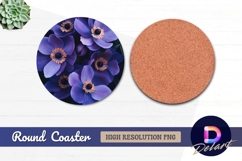 Purple anemone flower arrangement Round Coaster PNG Product Image 1