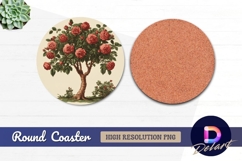 Antique illustration of a rose bush Round Coaster PNG Product Image 1