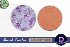 Purple floral Round Coaster PNG Product Image 1