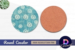 Dandelion seed heads blue Round Coaster PNG Product Image 1