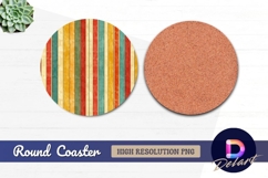 Retro striped wooden planks Round Coaster PNG Product Image 1