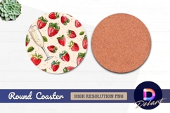Strawberries and champagne Round Coaster PNG Product Image 1