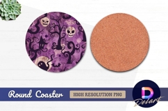 Purple halloween pattern Round Coaster PNG Product Image 1