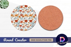 Watercolor floral Round Coaster PNG Product Image 1