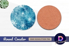Blue with snowflakes Round Coaster PNG Product Image 1