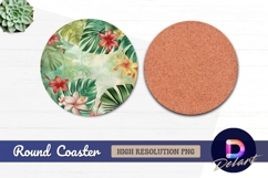 Tropical foliage and flowers Round Coaster PNG Product Image 1
