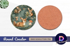 Watercolor forest animals round coaster png Product Image 1