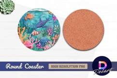 Whimsical underwater scene Round Coaster PNG Product Image 1
