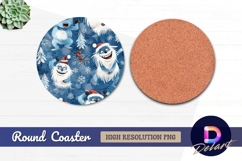 Festive yeti christmas Round Coaster PNG Product Image 1