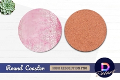 Pink watercolor texture with white lace Round Coaster PNG Product Image 1