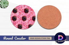 Pink sunflowers Round Coaster PNG Product Image 1