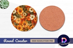 Autumn harvest floral Round Coaster PNG Product Image 1