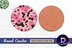 Pink camouflage seamless pattern Round Coaster PNG Product Image 1