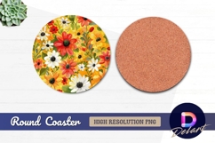 Colorful floral pattern round coaster png Product Image 1