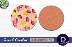 Strawberry lemonade drink Round Coaster PNG Product Image 1