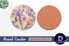 Floral iris arrangement Round Coaster PNG Product Image 1