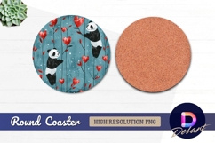 Pandas among heart trees Round Coaster PNG Product Image 1