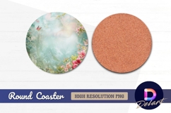 Raven on branch under moonlight Round Coaster PNG Product Image 1