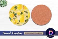 Watercolor orange juice illustration Round Coaster PNG Product Image 1