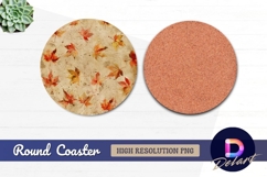 Autumn leaves watercolor Round Coaster PNG Product Image 1