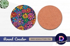 Colorful floral pattern design round coaster png Product Image 1