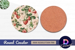 Strawberry floral arrangement Round Coaster PNG Product Image 1