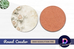 Cream roses on round coaster png Product Image 1