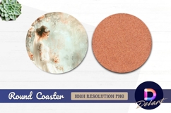 Elegant bride portrait floral round coaster png Product Image 1