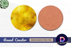 Yellow watercolor circle Round Coaster PNG Product Image 1