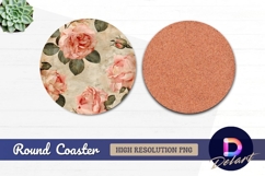 Vintage floral Round Coaster PNG Product Image 1