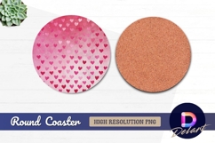 Pink hearts Round Coaster PNG Product Image 1