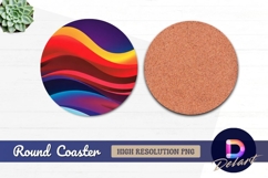 Colorful abstract waves background for Round Coaster Png Product Image 1