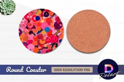 Colorful abstract circle pattern digital Round Coaster PNG Product Image 1