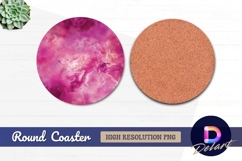 Pink space nebula abstract Round Coaster PNG Product Image 1