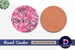 Pink abstract wave pattern round coaster png Product Image 1
