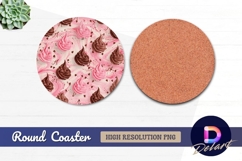 Pink and chocolate ice cream Round Coaster PNG Product Image 1