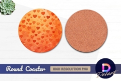 Watercolor orange hearts Round Coaster PNG Product Image 1