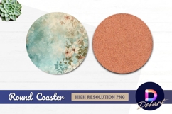 Floral textured design round coaster png Product Image 1