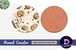 Milk and cookies on Round Coaster PNG Product Image 1
